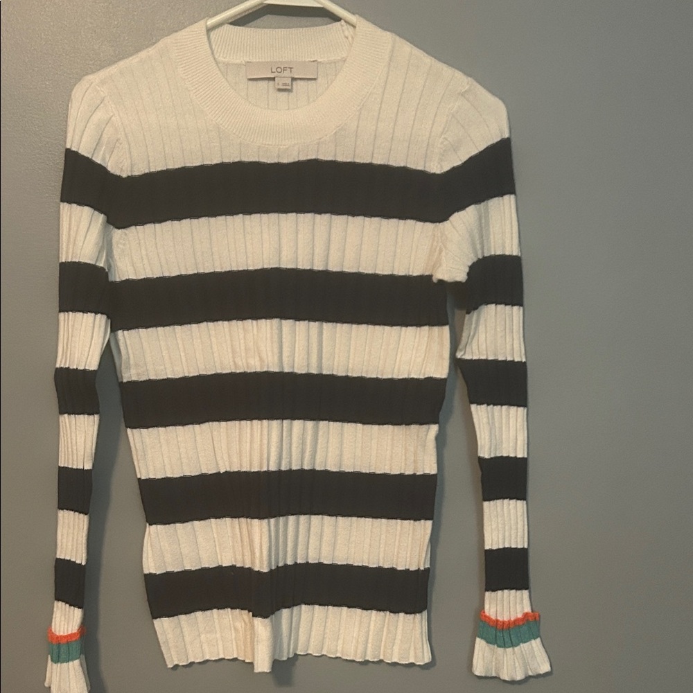 LOFT Black and White Striped Sweater